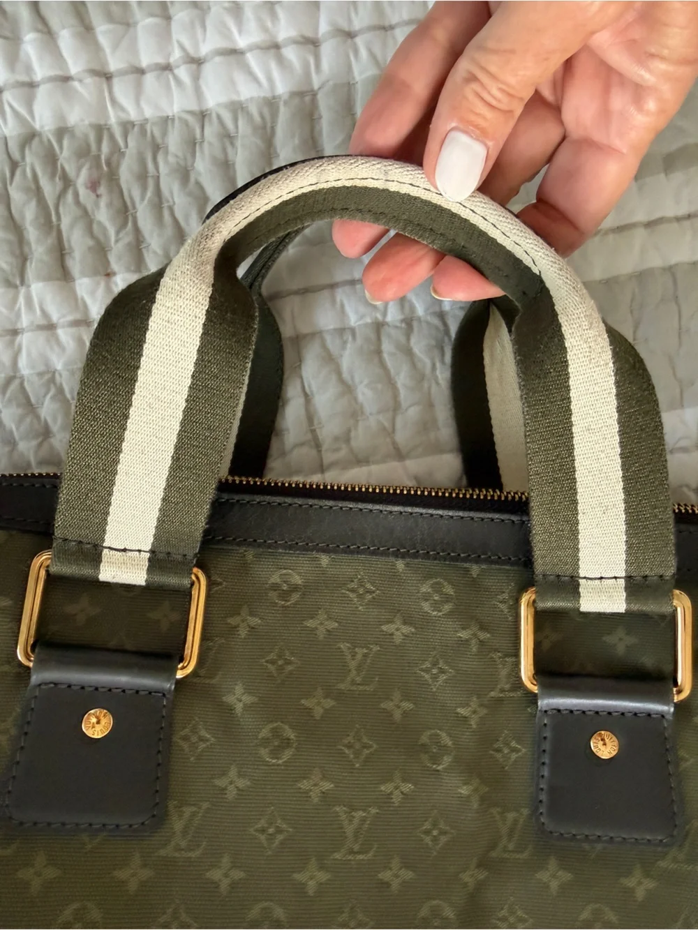 Louis Vuitton Olive Green Monogram Canvas Mini Lin Mary Kate Briefcase